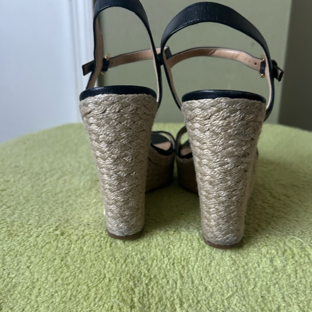 Michael Kors Black Espadrille Platform Wedge Sandals Heels - Picture 8 of 10